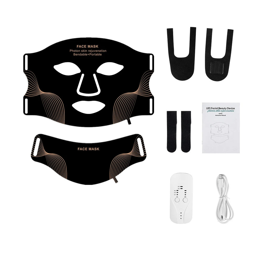 Facial mask set with attachments and device on a white background