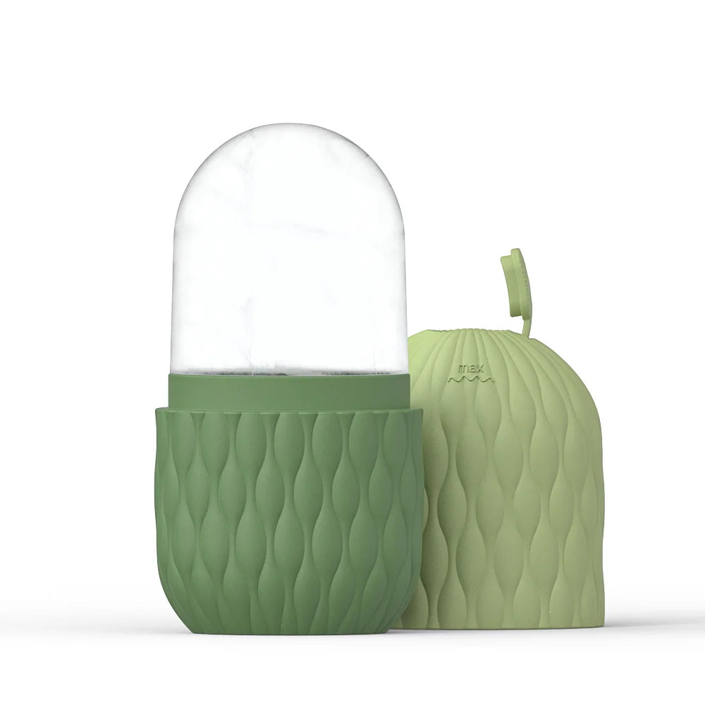 Green silicone cover with a clear dome on a white background