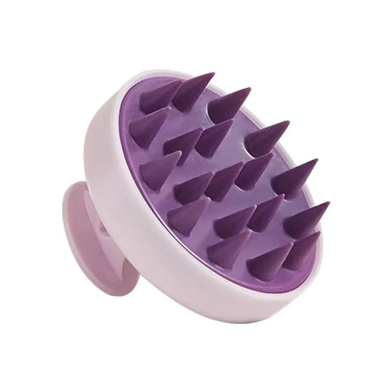 Purple and white grooming tool with spike-like texture on a white background