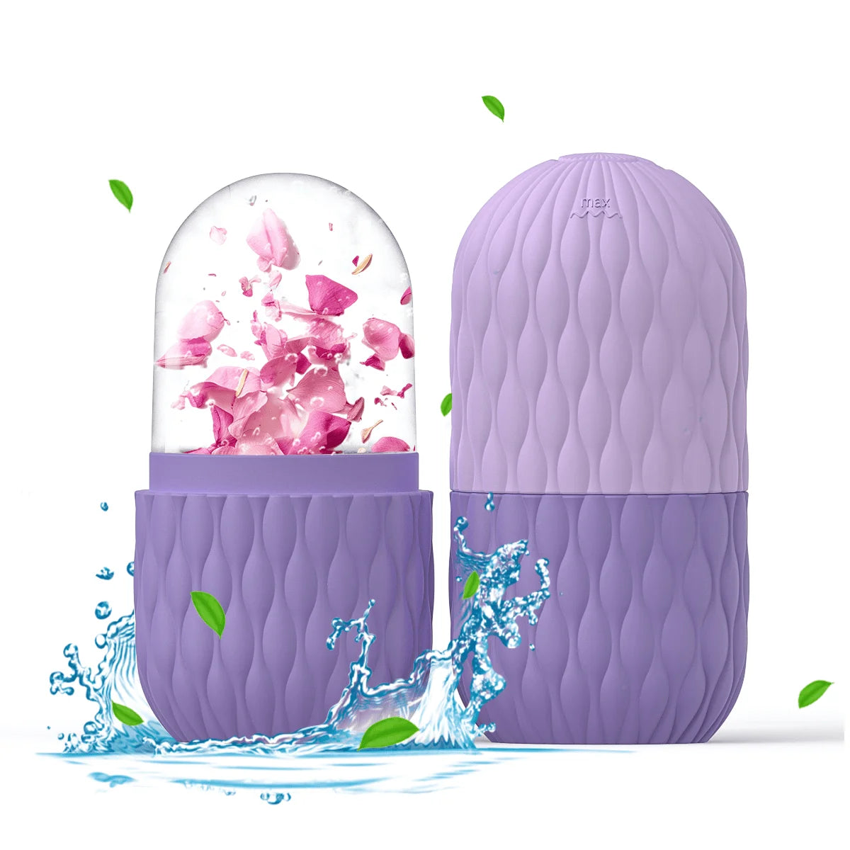 Purple bottle with floral design on a white background