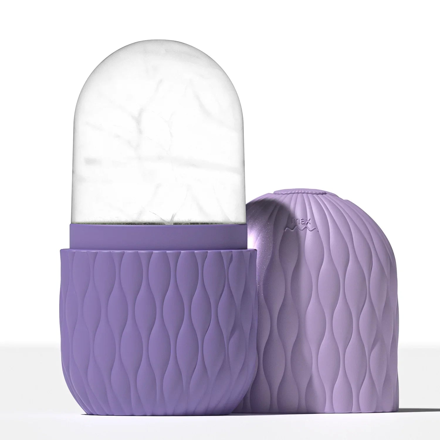 Purple textured case with a white dome cover on a white background