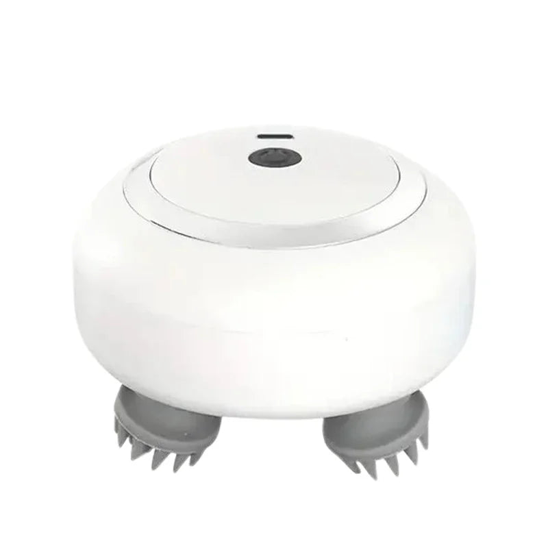 White grooming tool with circular head and brush-like attachments on a white background