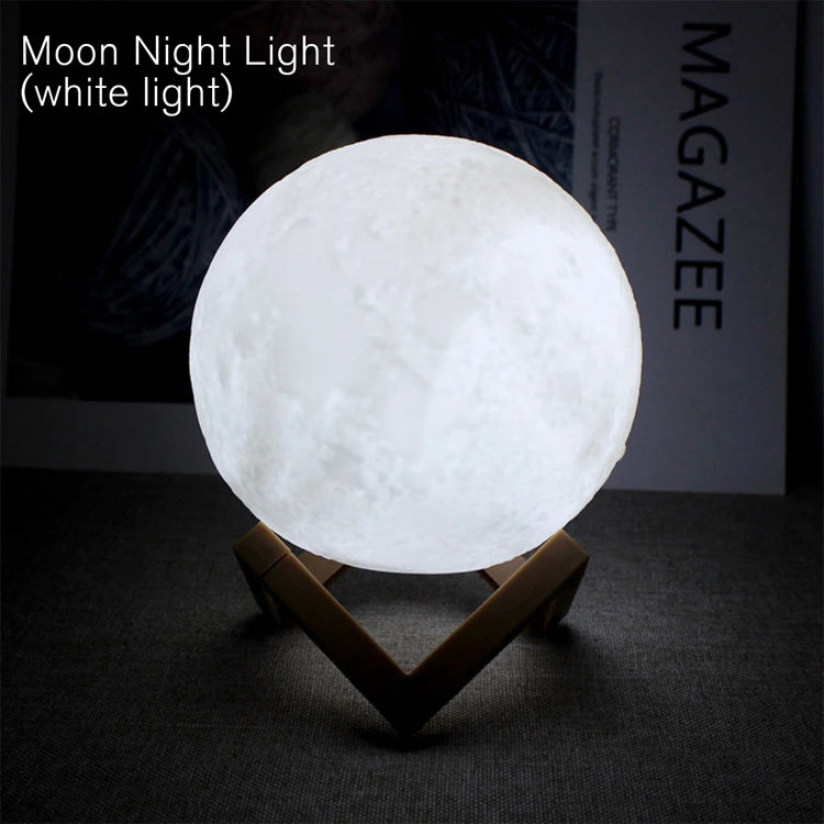 Moon night light emitting white light on a dark background